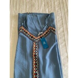 Cupshe Embroidered accent blue maxi dress Medium strappy flowy beach summer